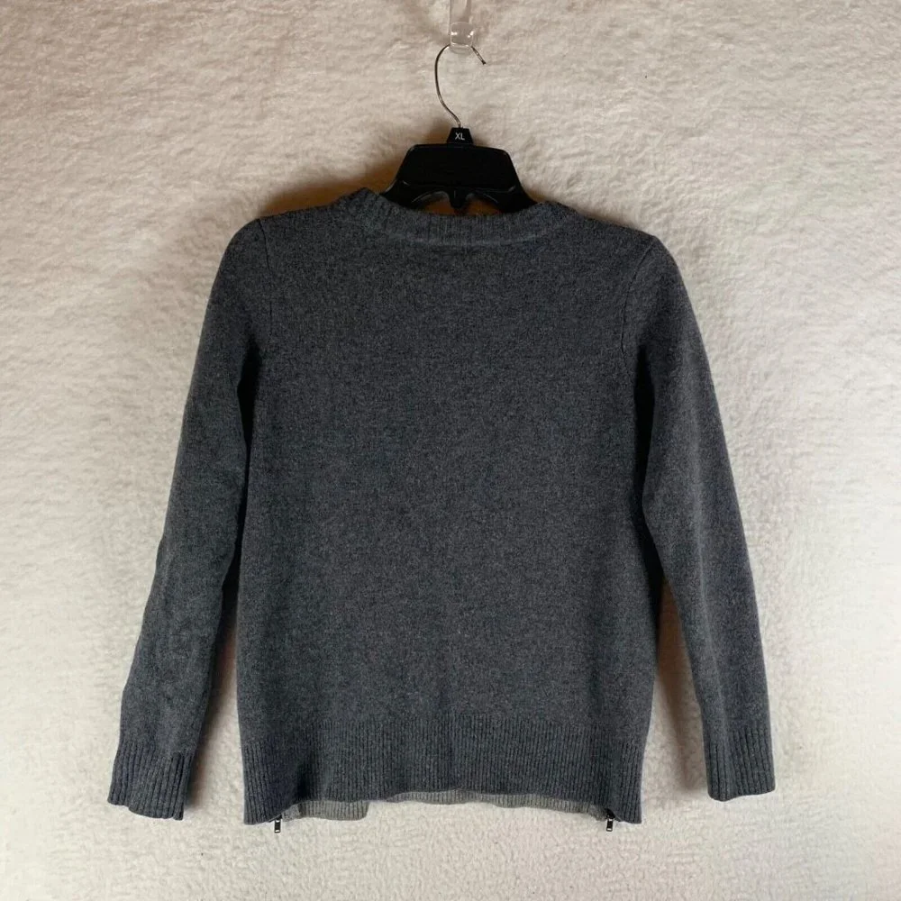 J.Crew Womens Colorblock Crew Neck Double Zip Knit Wool Grey Sweater Size M 8746
